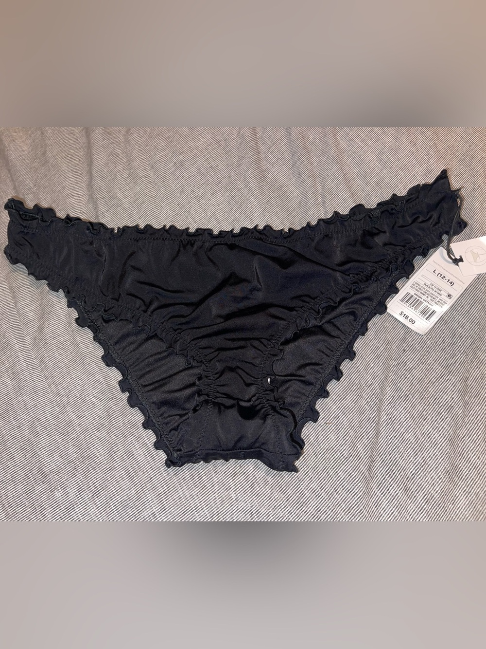 Black Ruffle Bikini Bottoms Large